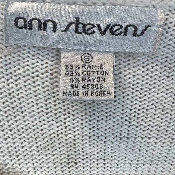 Vintage Ann Stevens White Abstract Print Sweater Size Small Short Sleeve Cozy - Picture 6 of 6